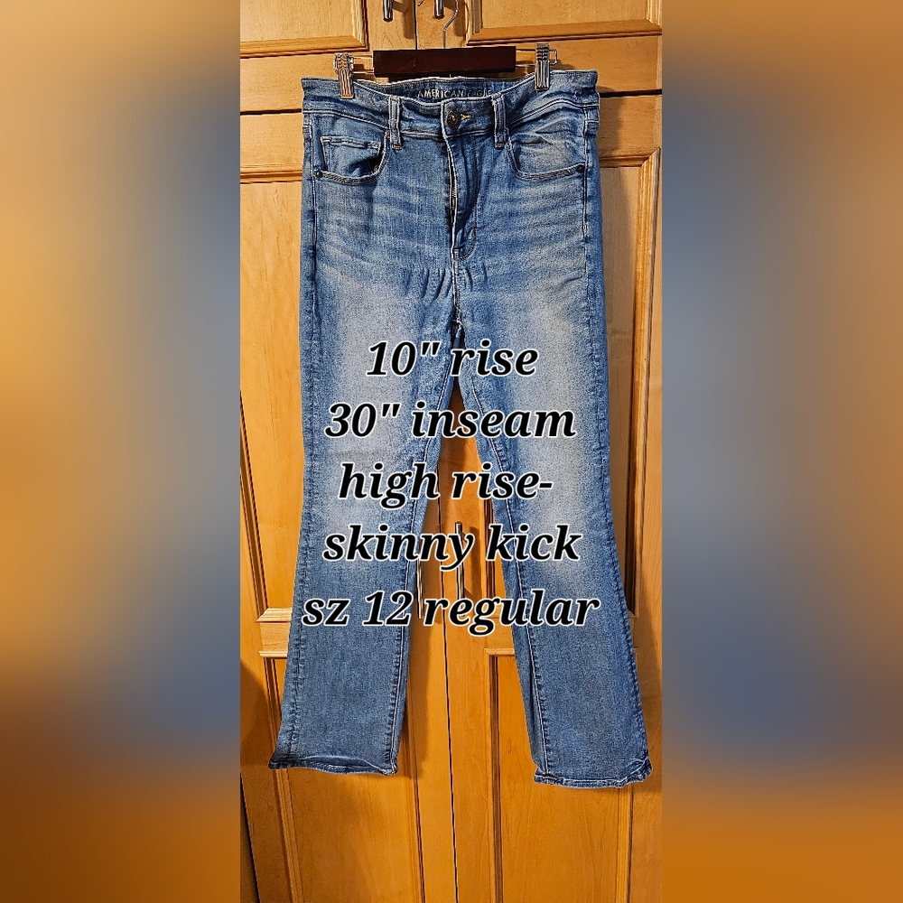 American Eagle, size 12, high rise, skinny kick, ne(x)t level stretch jeans